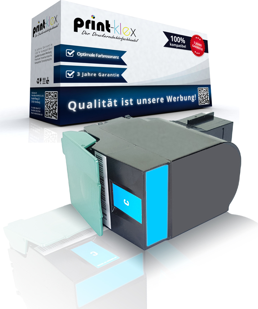Print-Klex GmbH & Co.KG kompatible Tonerkartusche Cyan für Lexmark Optra C 540 N Optra C 543 DN Optra C 544 DN Optra C 544 DTN Optra C 544 DW Optra C 544 N Optra C 546 DTN 0C540H1CG - Office Quantum Serie AM-44LXC544A10