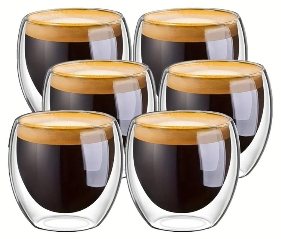 Shenzhen Tuoda Technology Doppelwandige Espressoglaeser 6er Set 80ml Kaffeeglaeser Teeglaeser