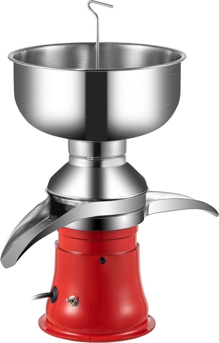 Happyment Milchseparator – Elektrisch Zentrifuge – Rahm- und Milchtrennmaschine – Butter Maker – 50L/h – Edelstahl – Rot & Silber