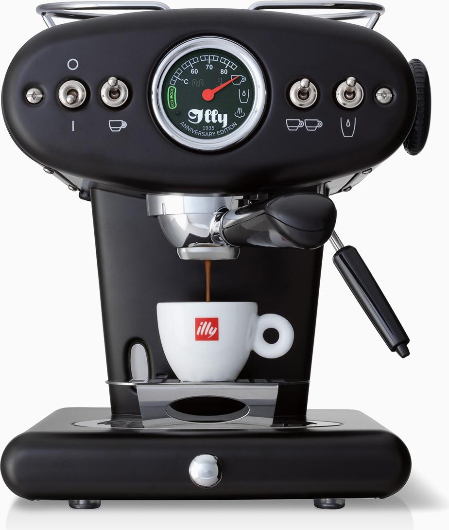 Illy X1, Espresso kávovar, 1 L, kávový sáčok, Mletá káva, 1200 W, Čierna, Nerezová oceľ