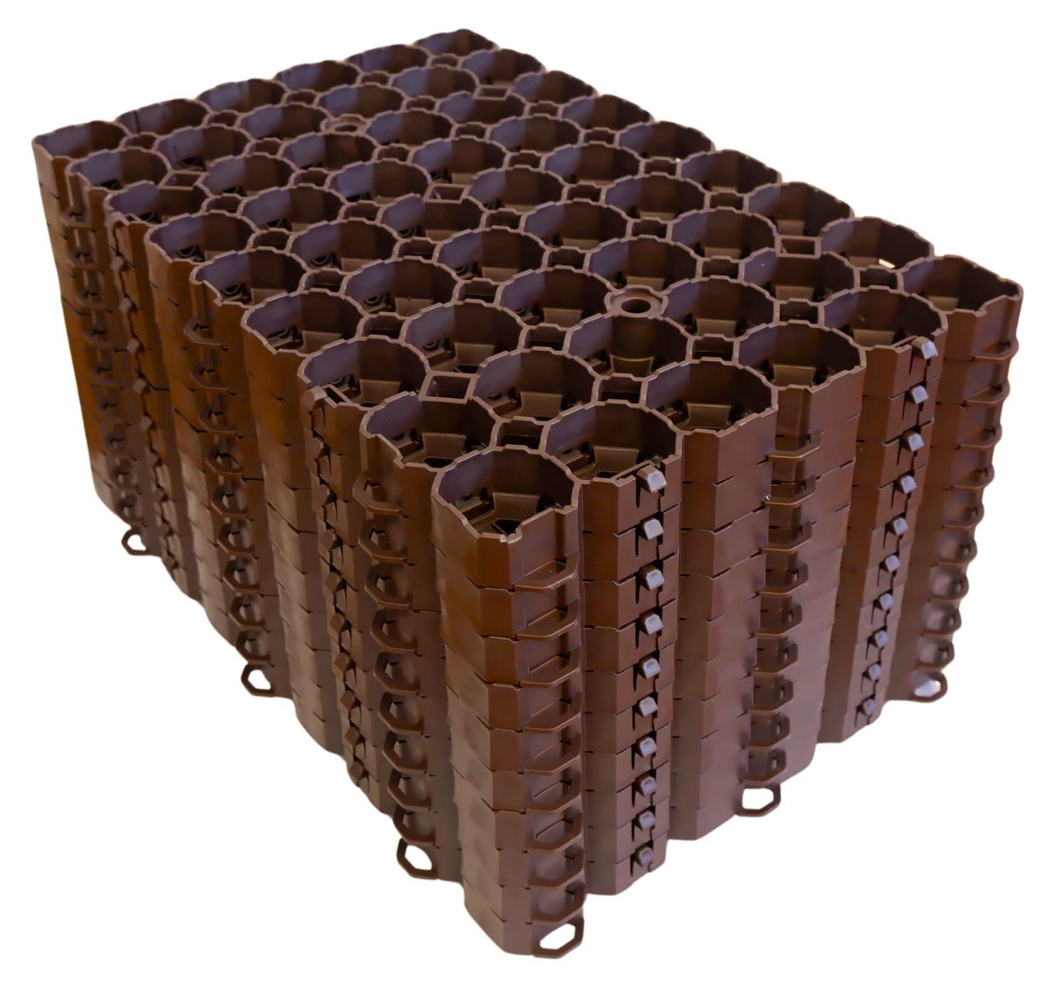 10 Stück ViD Rasengitter/Rasenwaben 60x40x4 cm, braun | Paddockplatten/Rasengitterplatten/Bodenwaben/Gehwegplatten