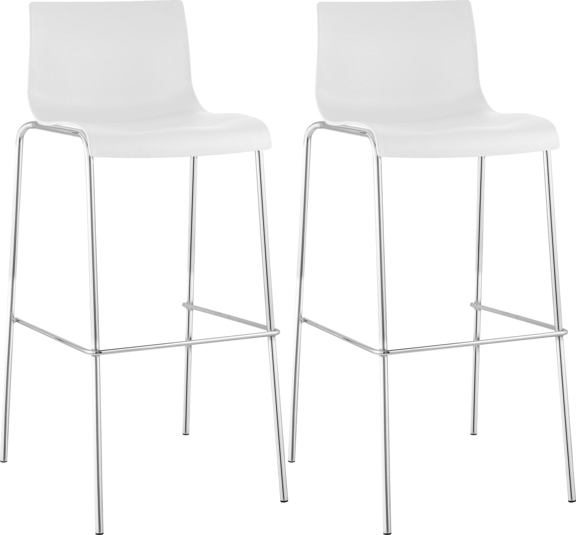 CLP 2er Set Barhocker Hover Kunststoff 4-Fuß Gestell 4-Fuß Gestell weiß Gestell Farbe chrom 304468