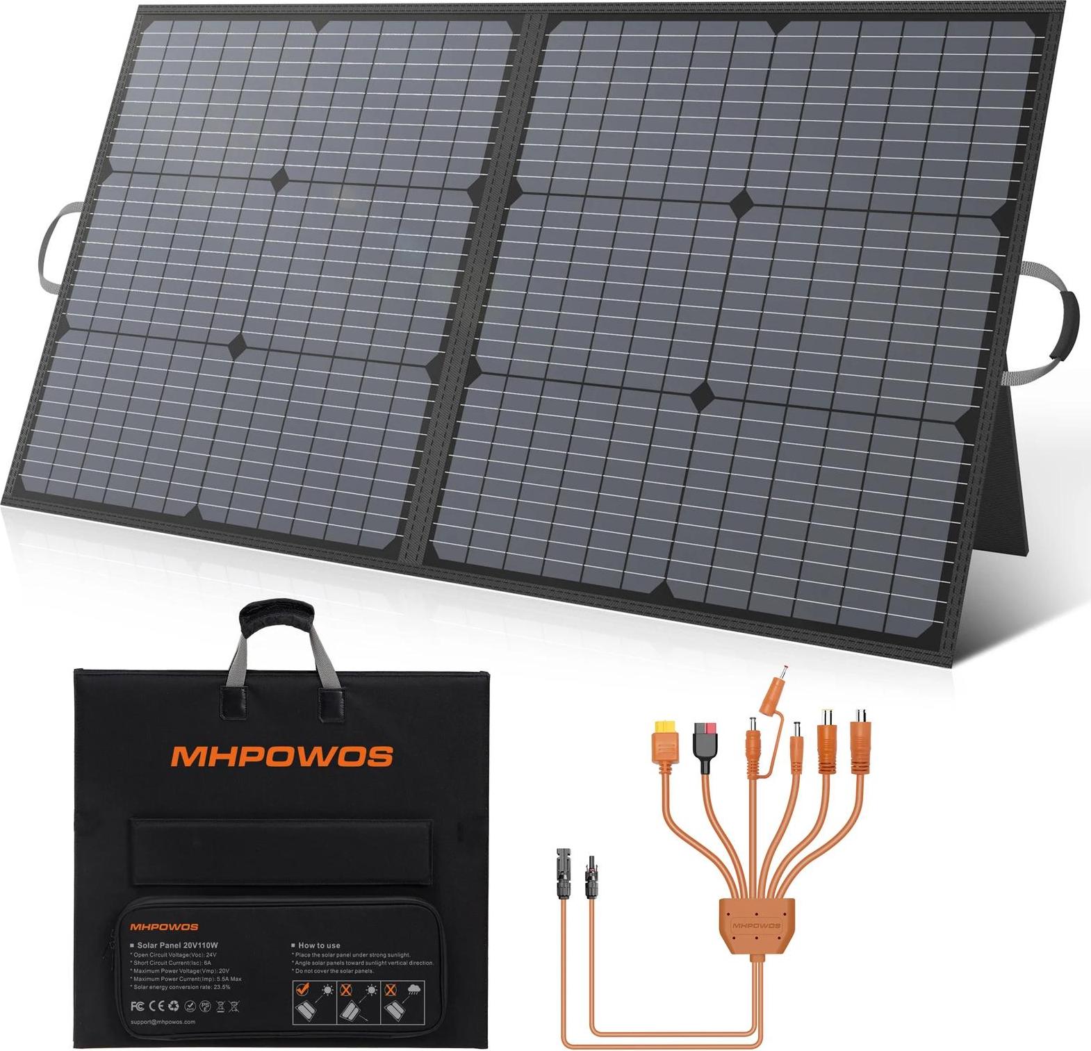 Solárna nabíjačka, prenosná, skladacia, 110W solárny panel