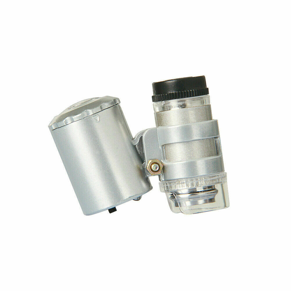 60X Mini-Taschenmikroskop-Lupen-Juwelier-Lupe mit LED-UV-Licht 