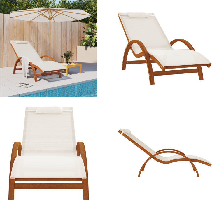 vidaXL Lehátko s vankúšom z bieleho textilénu a topoľového masívu - Lehátko - Lehátka - Ležadlá - Ležadlá