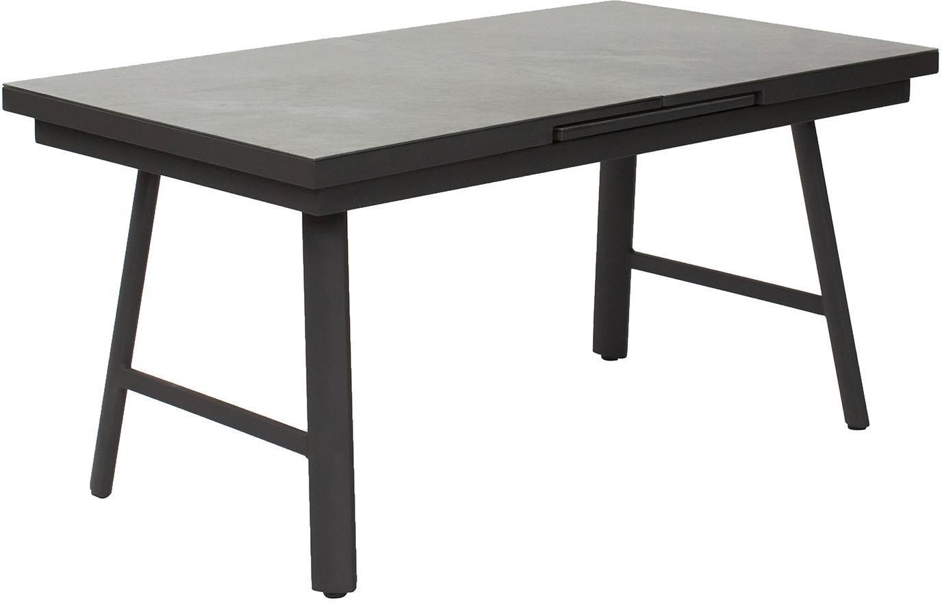 Gartentisch - 180 x 90 cm - Anthrazit - Grau - 3D Glasplatte - Aluminiumgestell - ausziehbar