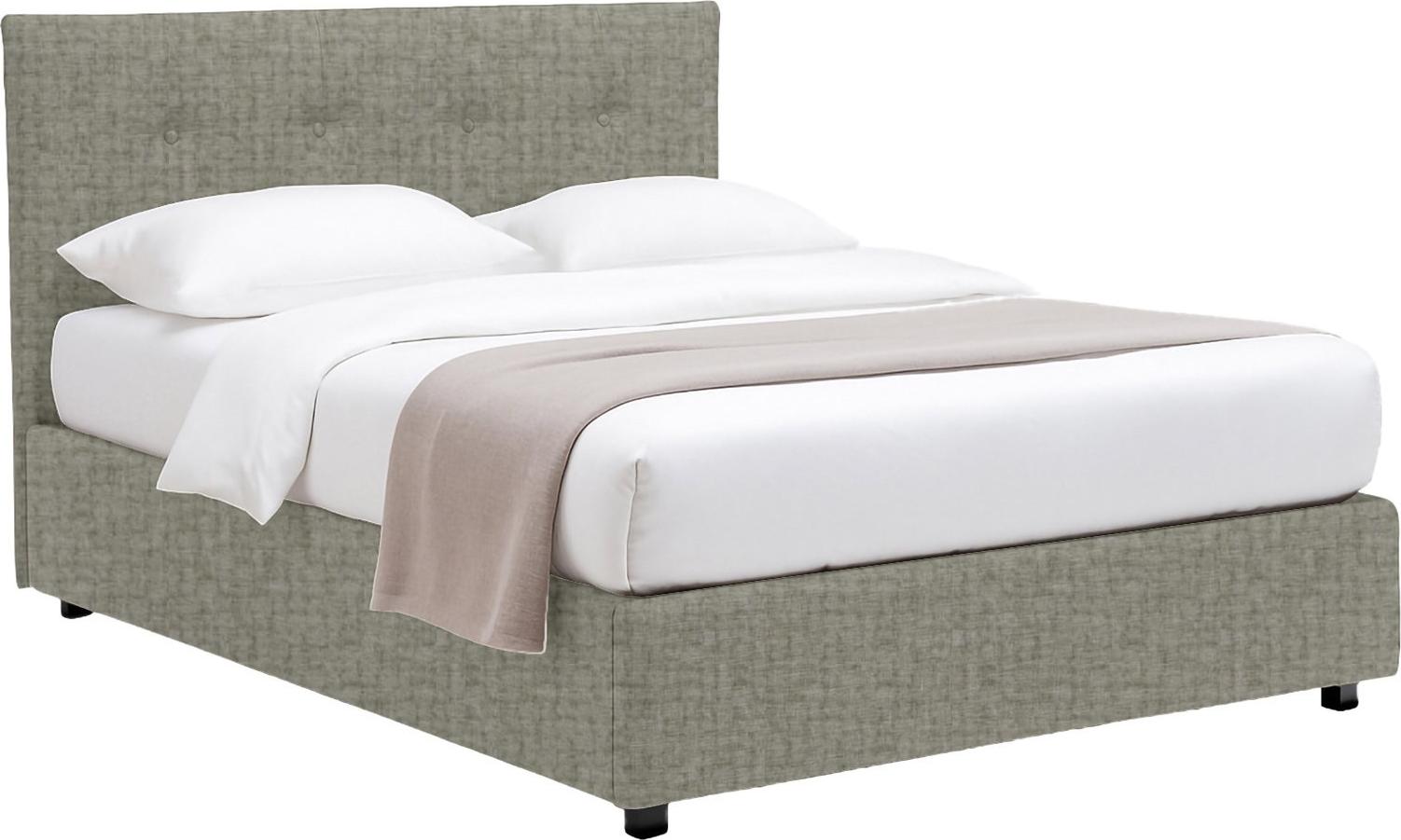 Einzelbett Dmora Cerzeto Grau, Abnehmbar mit Stauraum