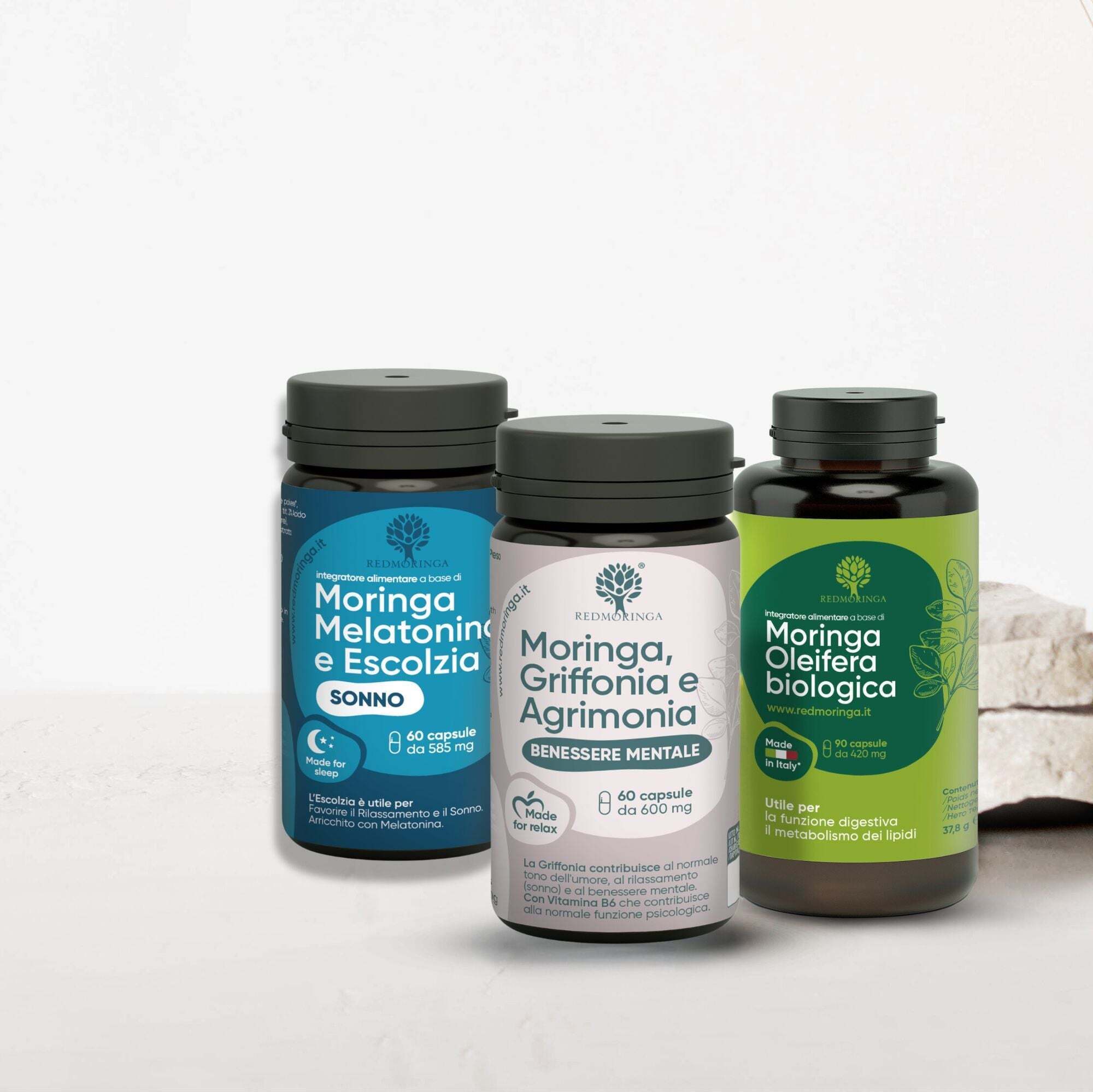 RedMoringa Anti-Angst und Stress Behandlung 100% Natürlich | Paket mit 3 Nahrungsergänzungs