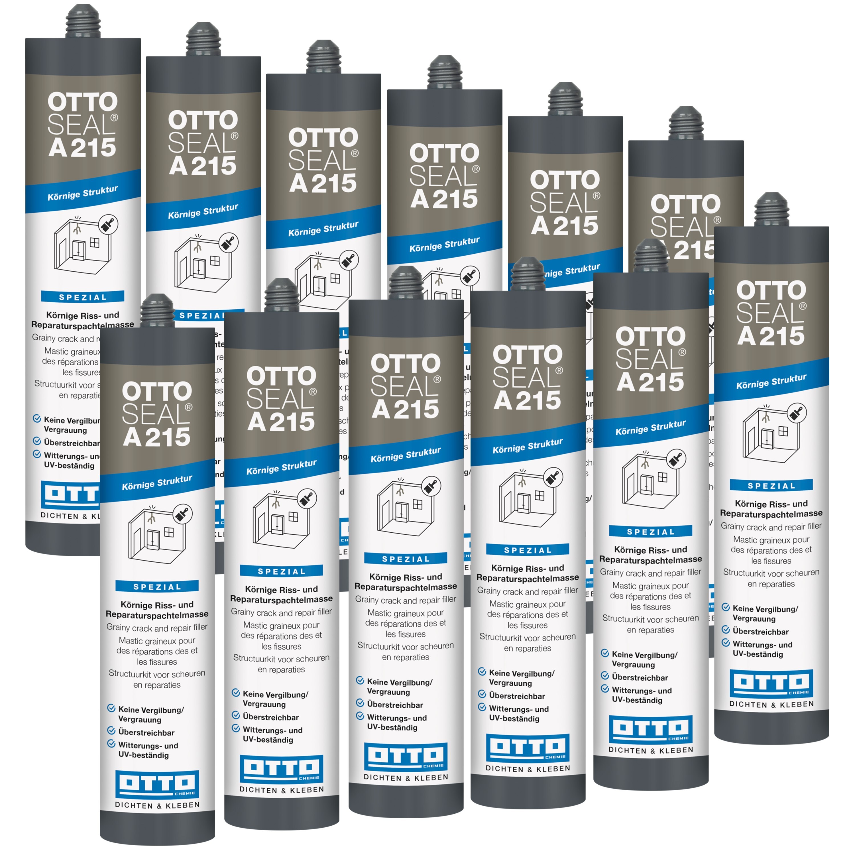 Otto Chemie OTTOSEAL A215 Premium-Acryl-Dichtstoff C01 weiß mit Struktur (12 Stück) A215-04-C01