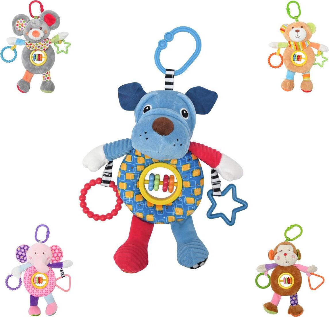 Lorelli Baby Kuscheltier Activitiy Spielzeug Plüsch, Greifling, C-Ring ab Geburt blau 10191410004