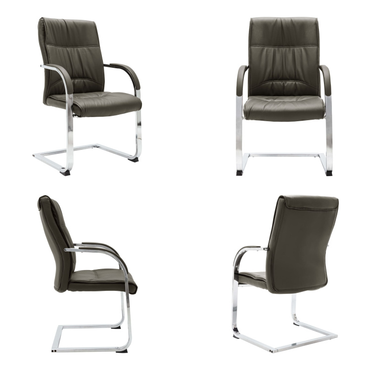 vidaXL Kancelárska stolička Cantilever šedá Imitácia kože - Kancelárska stolička - Kancelárske stoličky - Stoličky