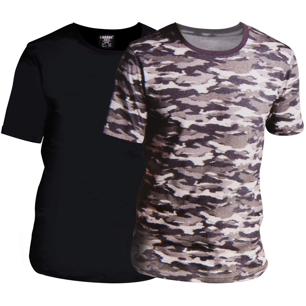 OZONEE Herren T-Shirt Kurzarm Shirt U-Neck Camouflage Fitness Militär 6972 MIX
