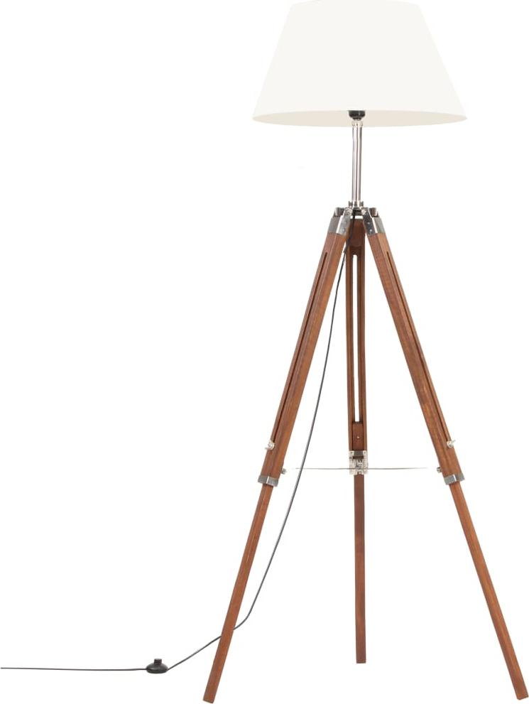 vidaXL Stativlampe Honigbraun und Weiß Teak Massivholz 141 cm 288077