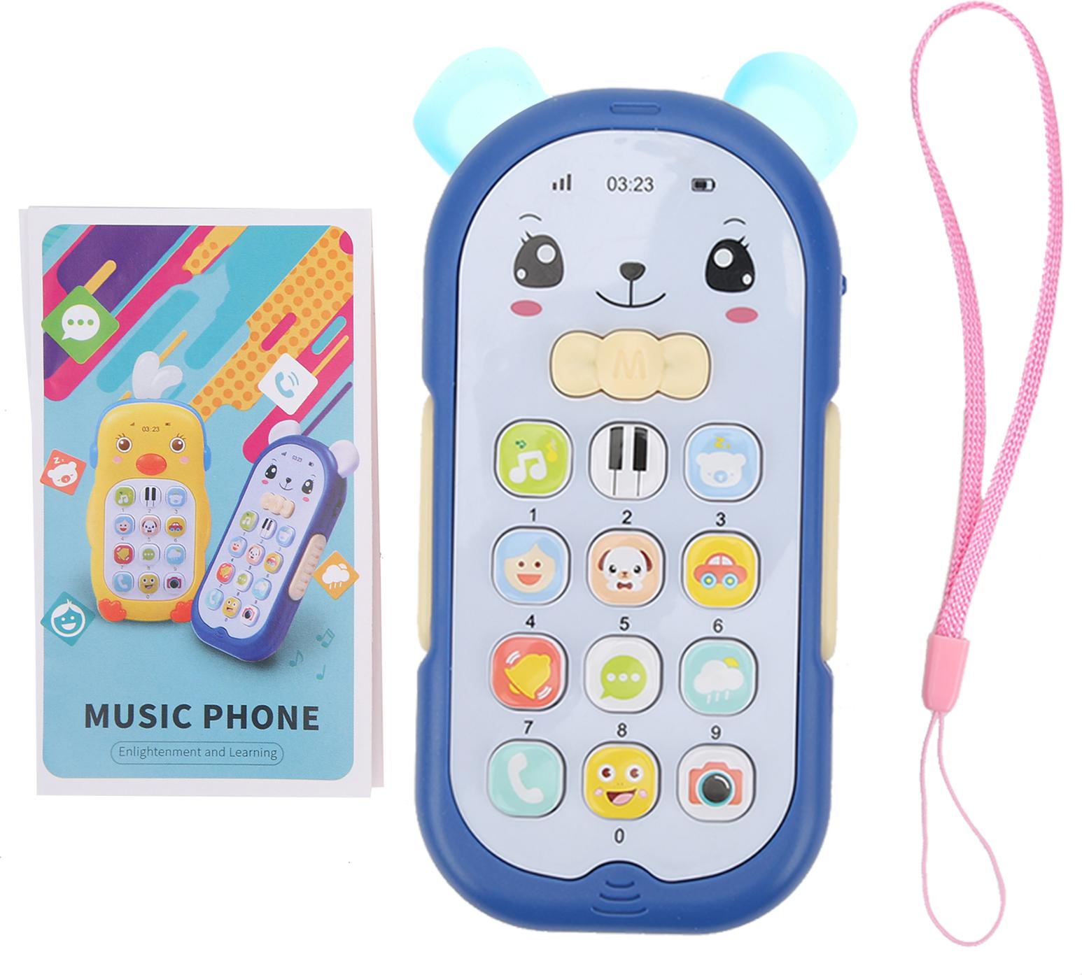 Gistuch Baby Telefon Spielzeugsimulation Telefon Musik Sound Light Effekt Kinder Mobile ToyBlue