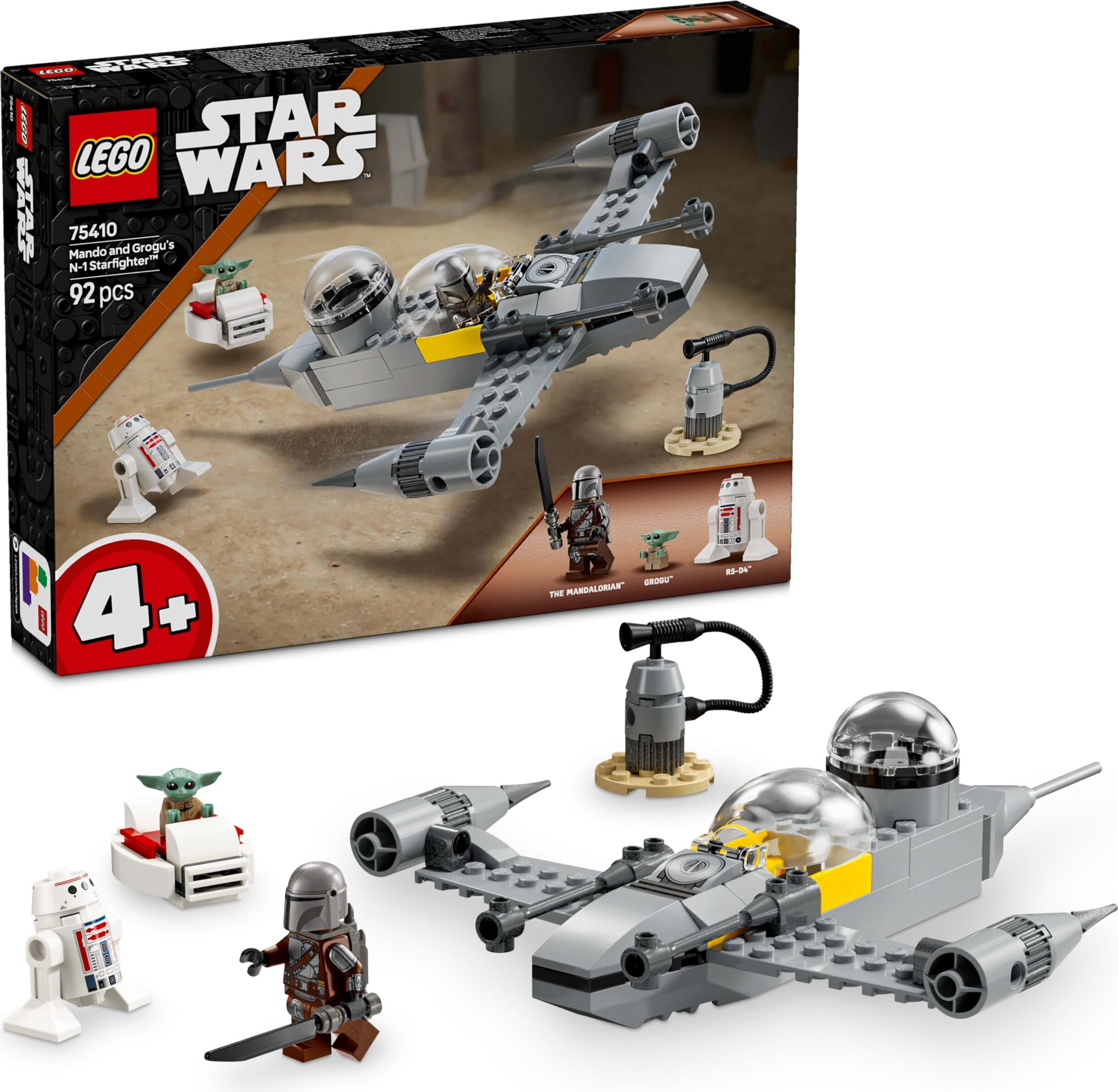 LEGO Star Wars Mando, Grogu a stíhačka N-1 Starfighter™, Stavebnica, 4 rok / roky, Plast, 92 kusov, 245 g