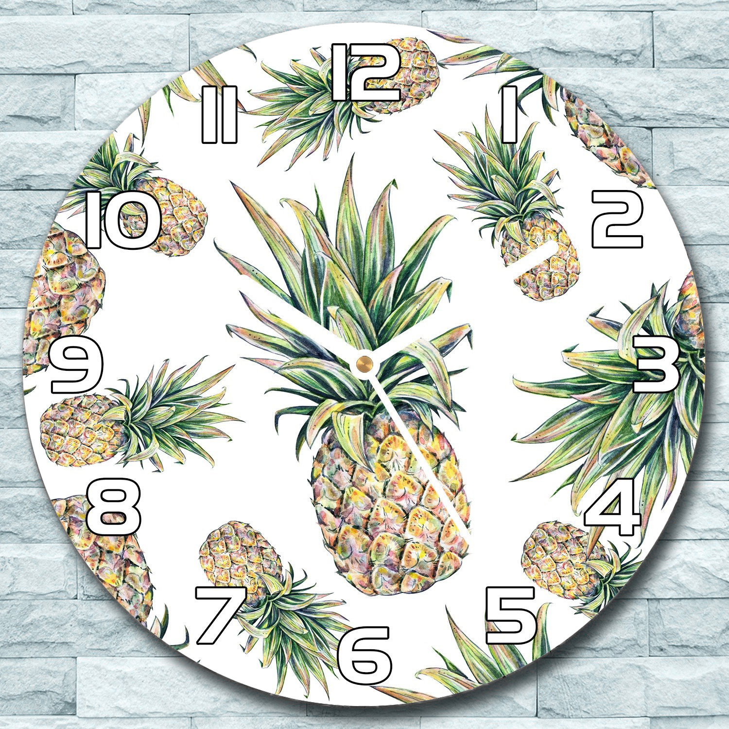 coloray Wanduhr aus Glas Rund fi 30 Ananas Blütenduft Quarz Deko Schlafzimmer Büro zso-white-f30-bloomsy-11