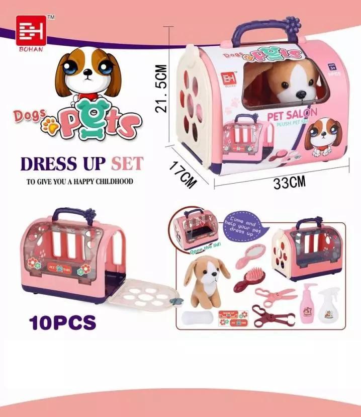 MAKSIK IMPORT Plüsch-Hundekoffer-Set mit Zubehör und Pflegeprodukten