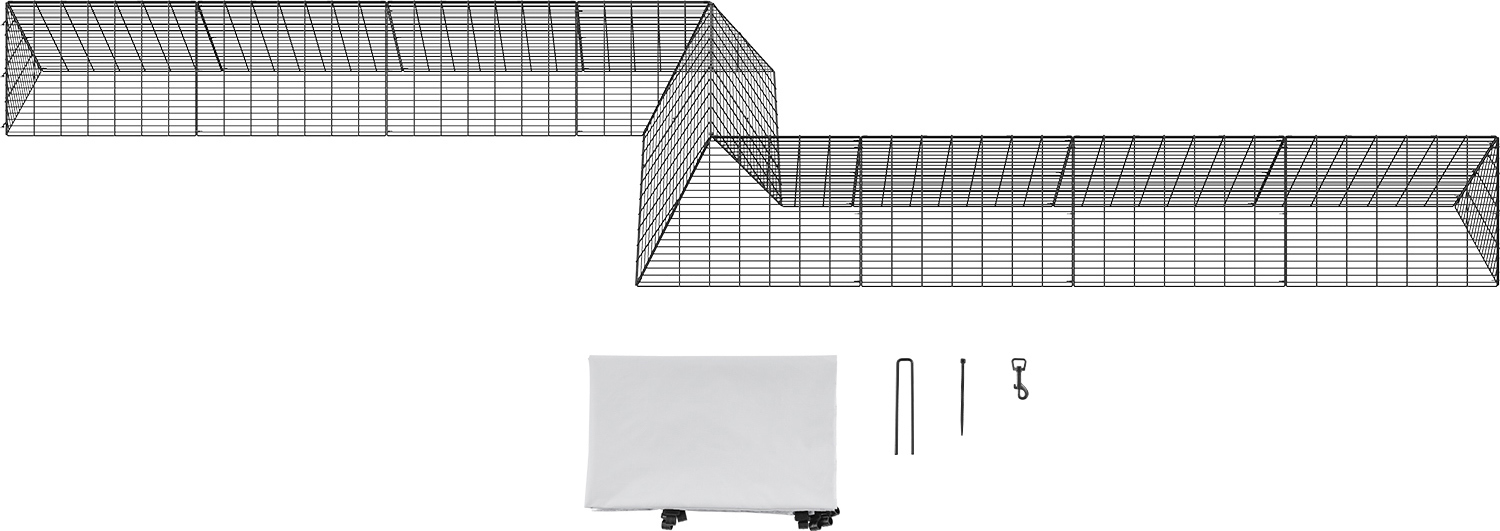 SucceBuy Hühnertunnel, 287 x 78,7 x 24,2 Zoll (L x B x H), tragbare Hühnertunnel für den Außenbereich mit Eckrahmen, 2 Sets, ideal für Hühner, Enten, Kaninchen, langlebiges PVC-Material, grün TT-MCT003