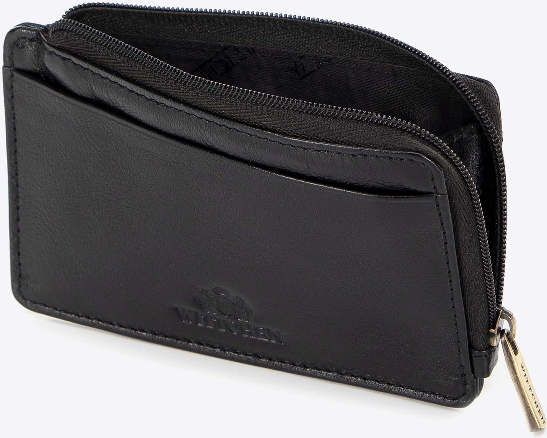 Wittchen Herren-Kartenetui aus Leder mit Reißverschluss, Schwarz, Echtleder