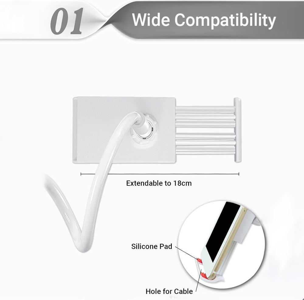 Cocosity ZJchao Handyhalter, Handyhalter fr den Schreibtisch, Phone Holder, Schwanenhals-Handyhalter mit 70 cm Schwanenhalsklemme, 8 cm Drehbar, fr Handy, Tablet, Wei? (Black)