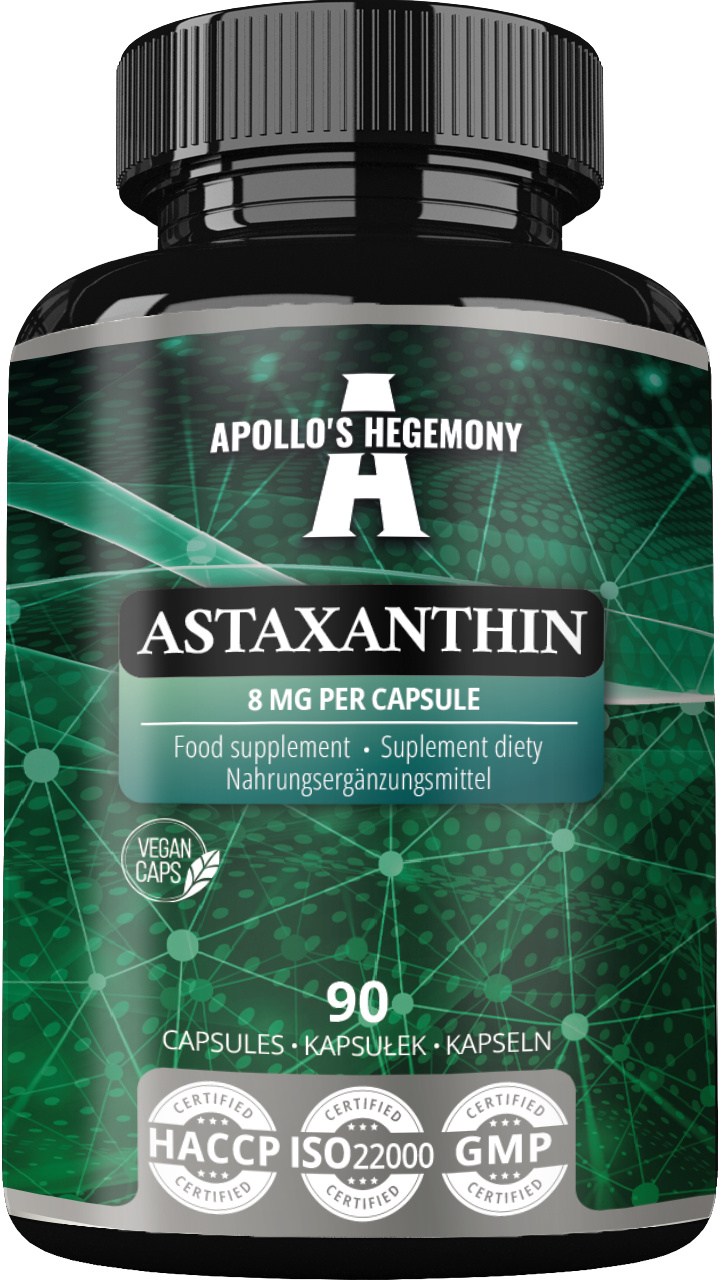 Apollo's Hegemony Astaxanthin 8 mg aus der Mikroalge Haematococcus pluvialis - 90 Vegane Kapseln APO-00306
