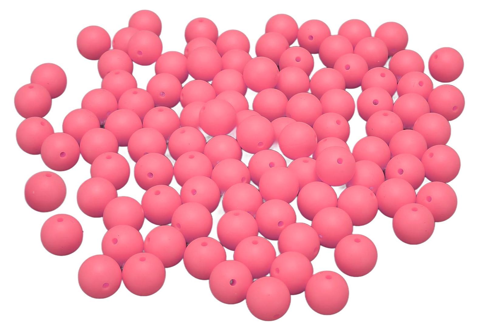 Vislone 105 Stück 15 mm Silikonperlen, lose runde Silikonperlen für die Herstellung von Armbändern, Halsketten und Schlüsselanhängern, Babyrosa K_1218230040311_260323_39943