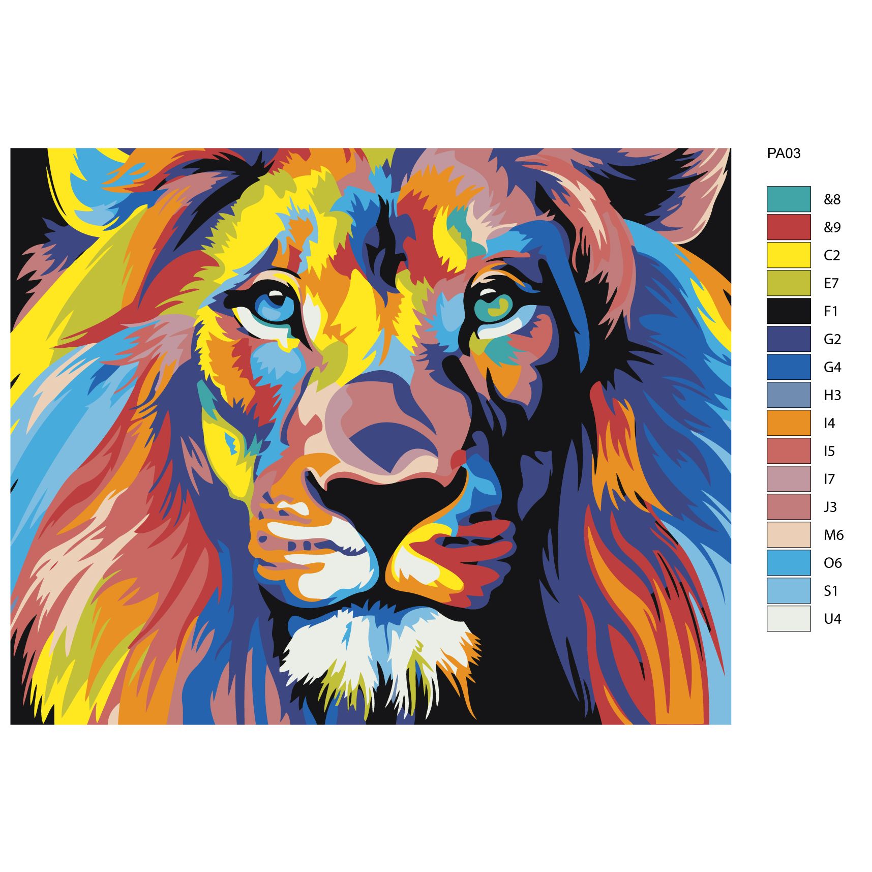 Pinsel Farben und Aufhänger Löwe malen nach Zahlen gerahmtes Set 50x40 cm inkl 