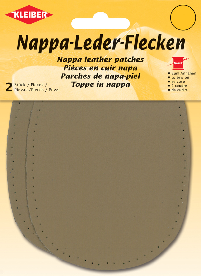 KLEIBER Nappa-Lederflecken oval 100 x 125 mm beige 2 Stück 85007