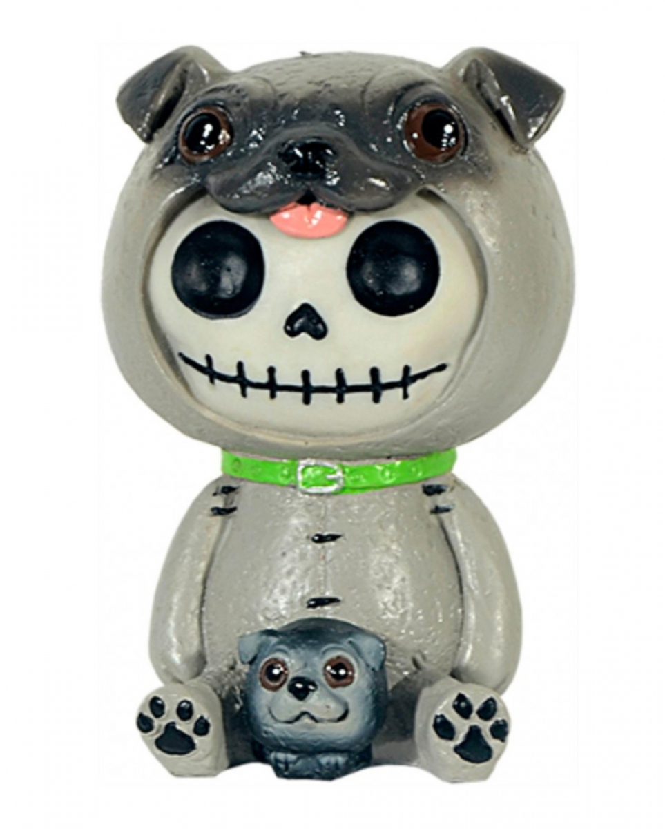 Horror-Shop Kleine Mops Furrybones Figur - Pug Skelettfigur für Sammler von Furrybones Figuren 37057