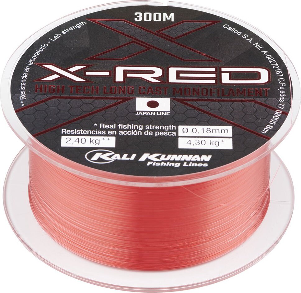 Kali Kunnan X-red Monofile Schnüre 300 M Rot 0.500 mm Rot 0.500 mm 56109