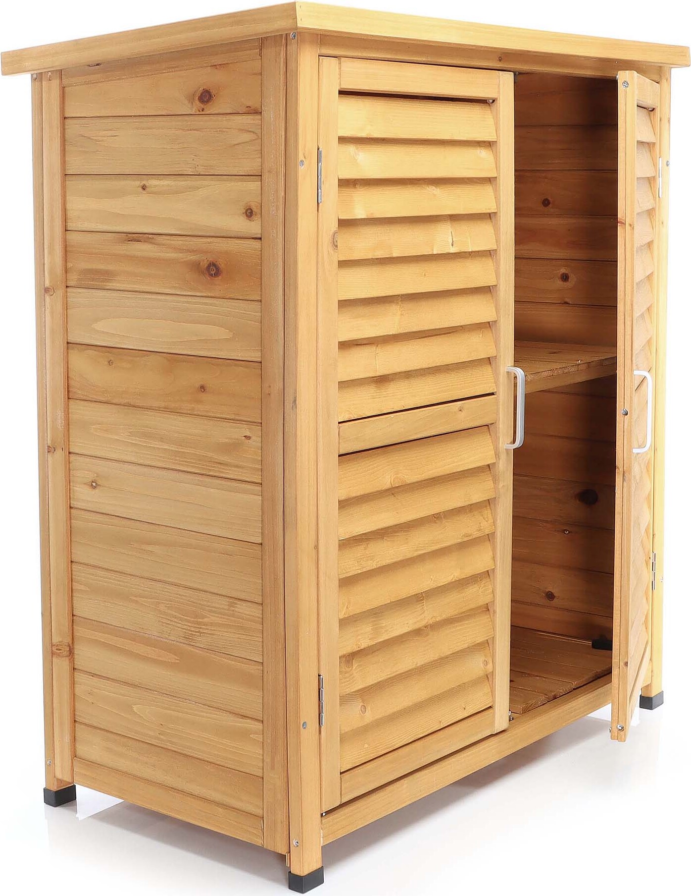 Záhradný prístrešok s 2-krídlovými dverami 870x465x916 mm polovičná výška zo smrekového dreva s jednoplášťovou strechou pre záhradu, terasu a balkón Záhradný prístrešok Prístrešok na náradie Drevený prístrešok Skriňa na náradie