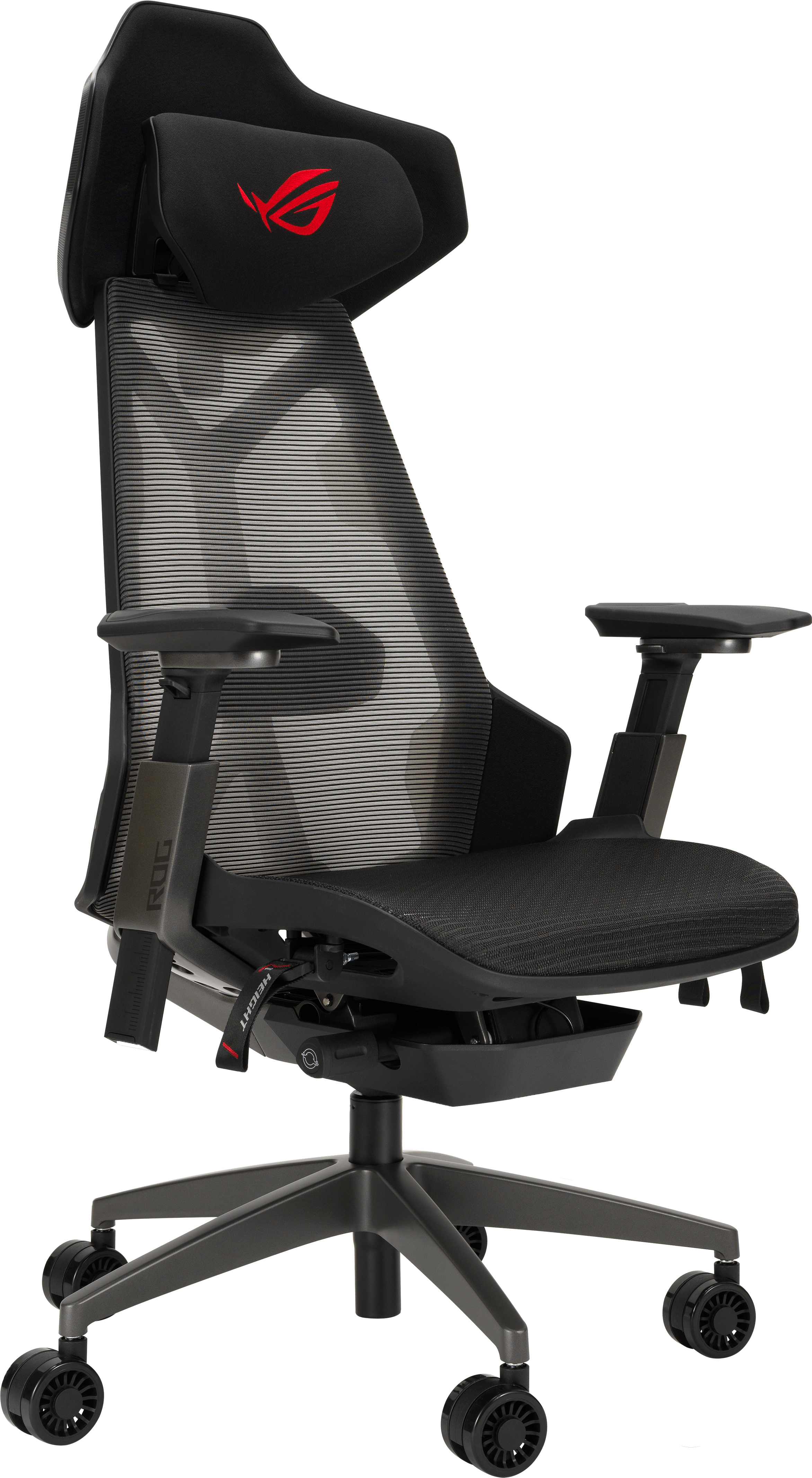 ASUS ROG Destrier Ergo, Netz-Sitz, Vernetzte Rückenlehne, Schwarz, Grau, Aluminium, Schwarz 90GC0120-MSG010