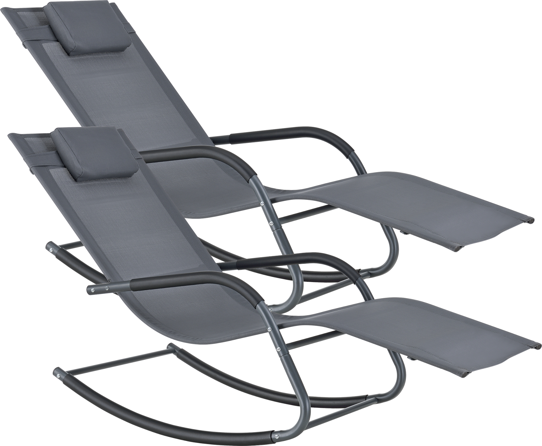 Hojdacie lehátko Caracena Set 2 147x63x89cm Lehátko do 120 kg Hojdacie lehátko Tmavo sivé