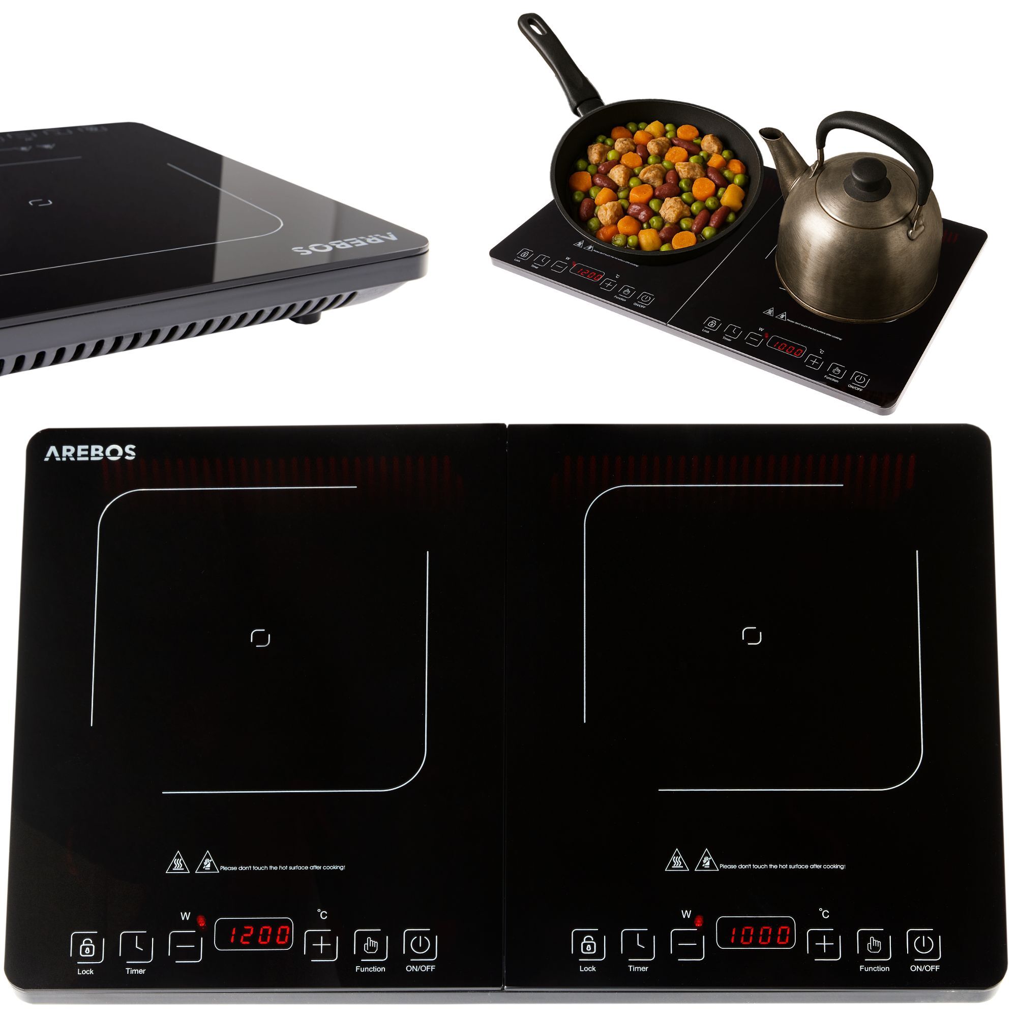 VBGK Table de cuisson à induction double 4000 W portable avec 2 VBGK Table de cuisson à induction double 4000 W portable avec 2