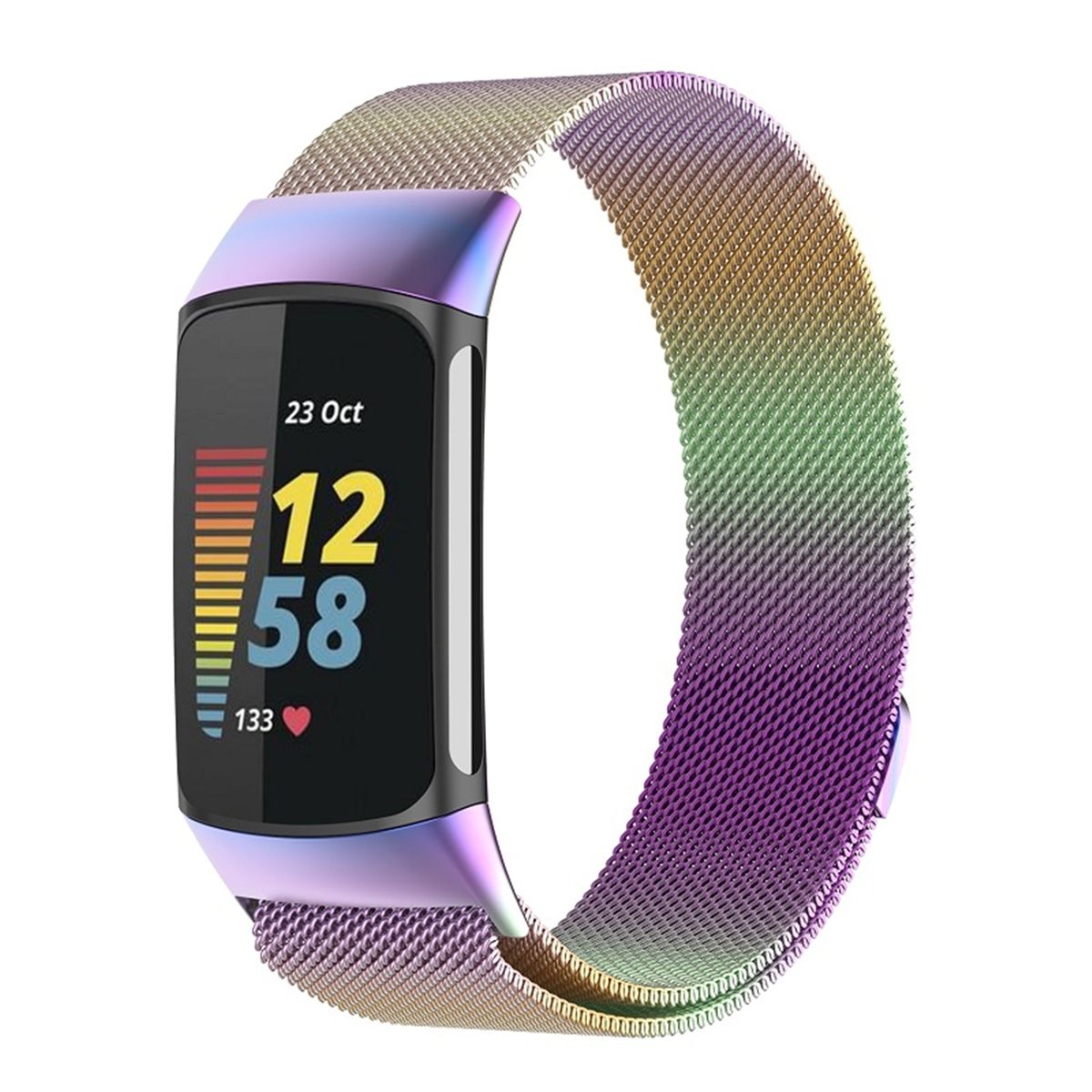 Pre Fitbit Charge 6 / 5 kovový oceľový náramok s magnetickým zapínaním