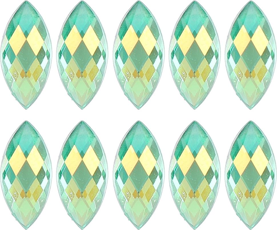 Gistuch 500pcs AB Horse Eye Strsestones Imitation flach zurück hellgrüne Farbe Kristall 7 x 15 mm