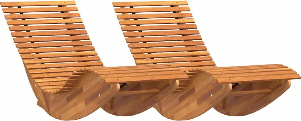 Schaukel-Sonnenliegen 2 pcs Braun 154 x 60 x 74 cm