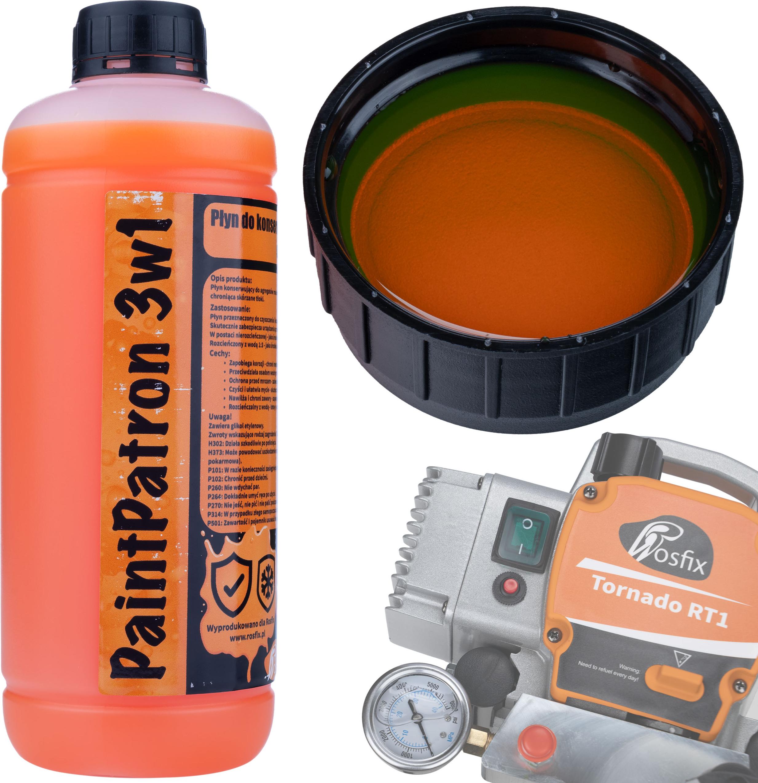 Rosfix PaintPatron 3in1 – Konservierungs- und Reinigungsflüssigkeit | 1L | Schützt und reinigt Spritzgeräte, Spachtel- und Hochdruckreiniger
