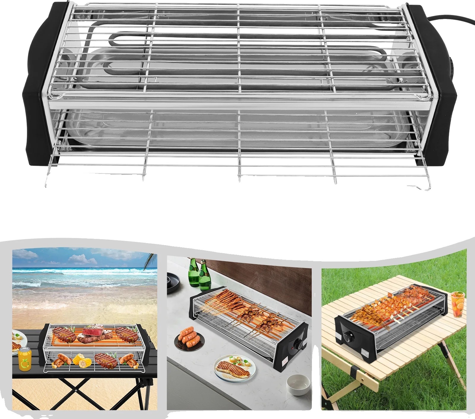 Elektrický stolný gril, výkon 2200 W, nastaviteľná teplota, nepriľnavý dizajn