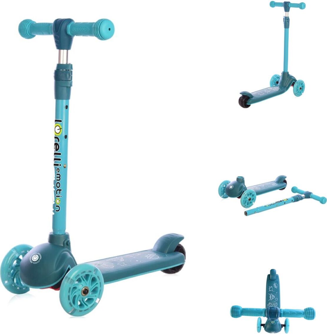 Lorelli Kinderroller Tamtam 3 Rder, hhenverstellbar, Leuchtrder, Fubremse trkis 10390160003