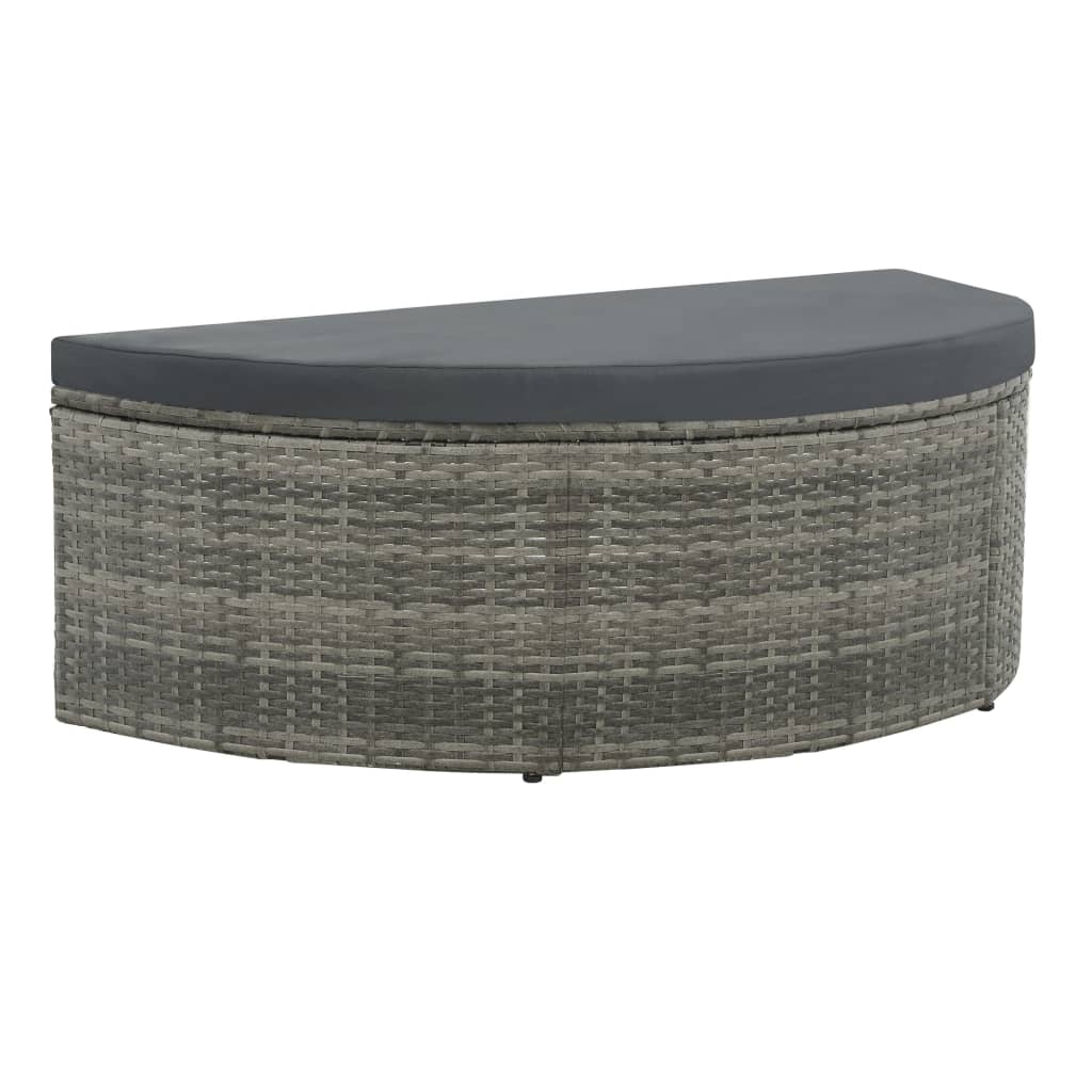 vidaXL Gartenbett mit Sonnenschirm Grau Poly Rattan - Gartenbetten