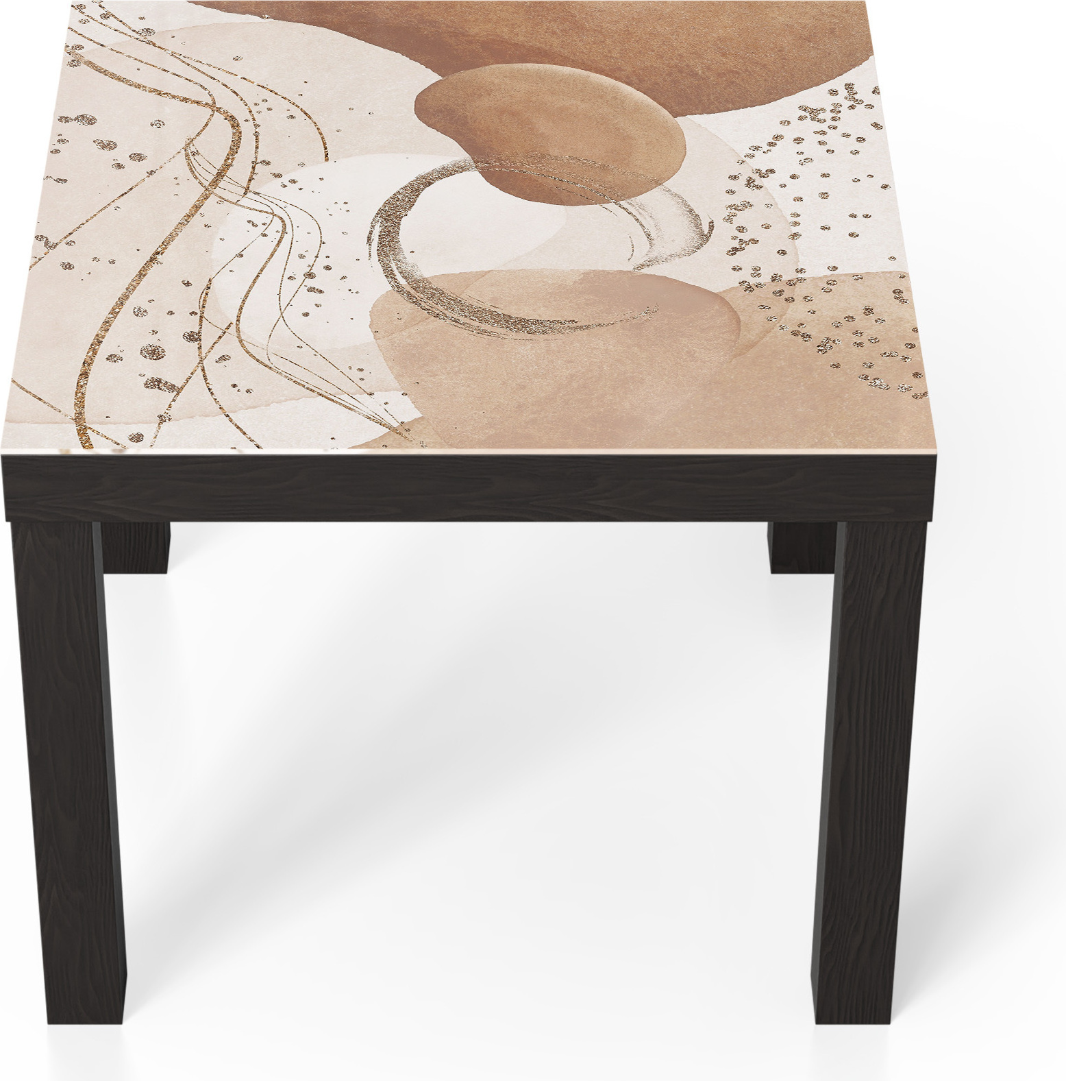 DEQORI Couchtisch 55x55 cm Schwarz 'Erdfarbene Eleganz' Glas Beistelltisch Glastisch modern TL-55-55-B-3486