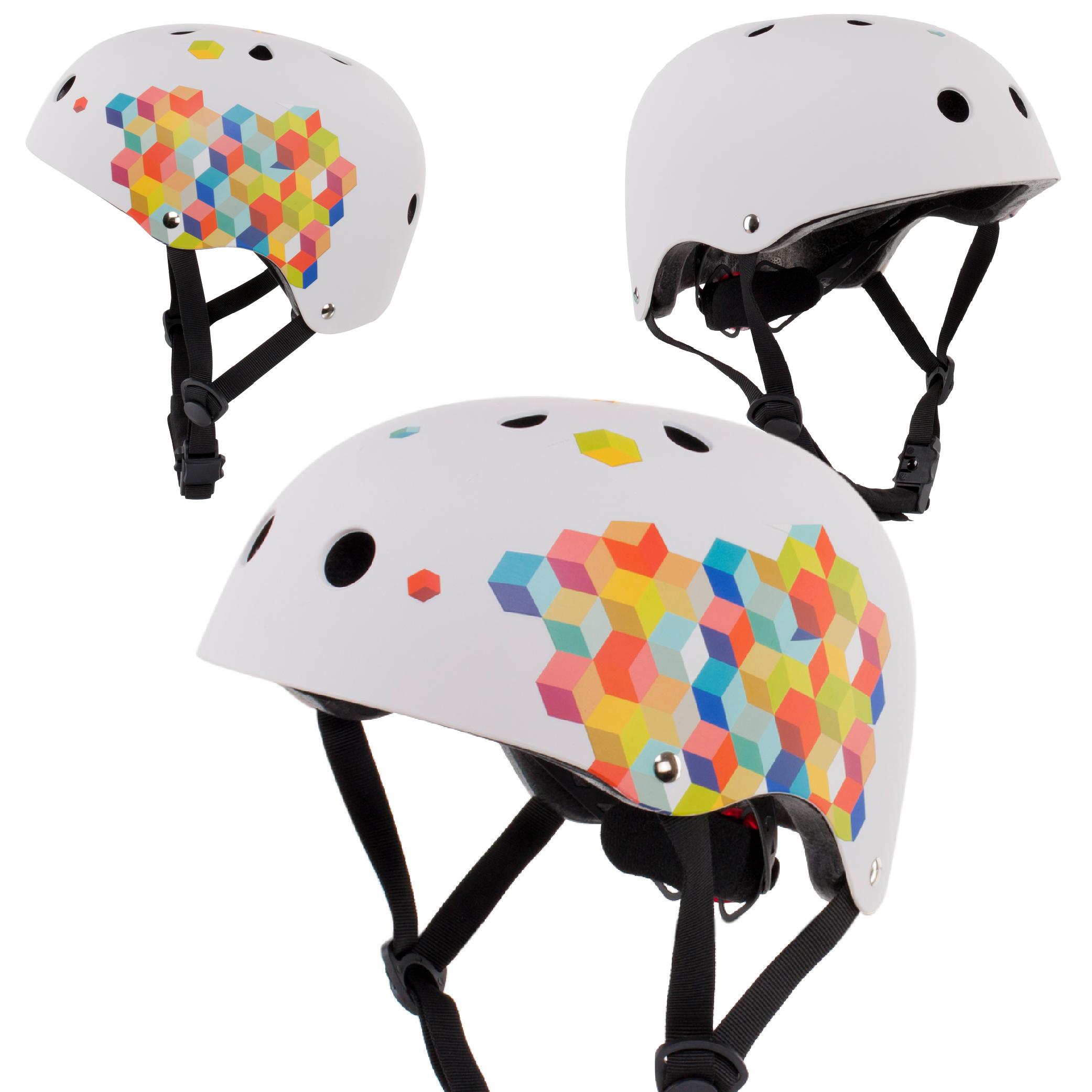Casque Vélo Enfant Nattork - Panda Blanc Nacré - Multi-sports - Taille Réglable 46-54 Cm - 300g