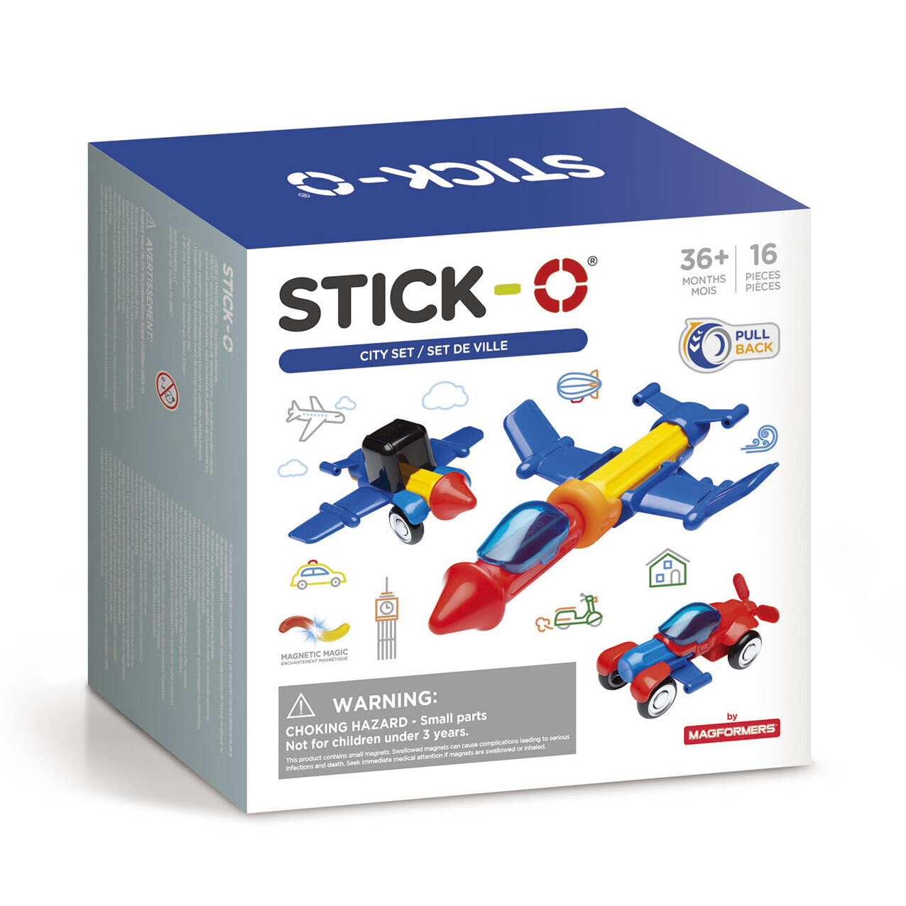 Stick-O magnet-Kit CityFahrzeuge 16-teilig mehrfarbig 902003