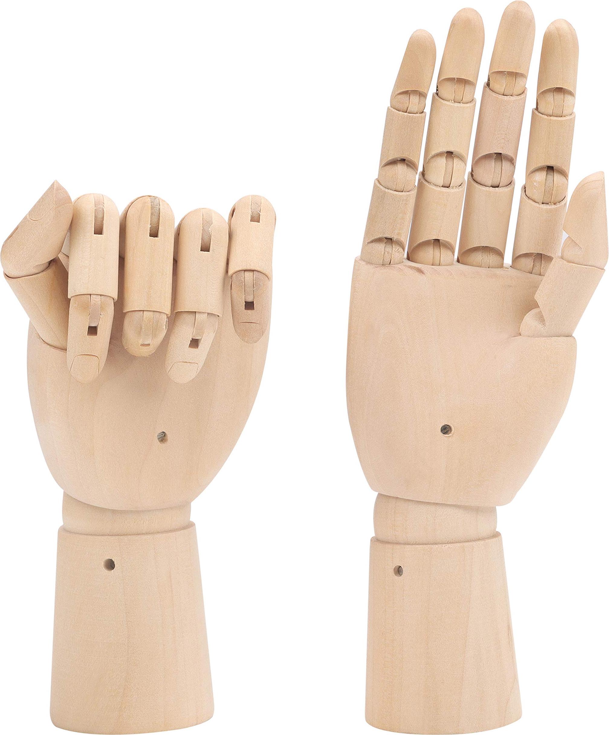 Belle Vous Flexible Linke & Rechte Holz Hand Modellfiguren Deko Hand (2er Pack) 18,5 cm Hand Deko- Bewegliches Holzhand Modell mit Fingergelenken zum BVOUS-MNH1