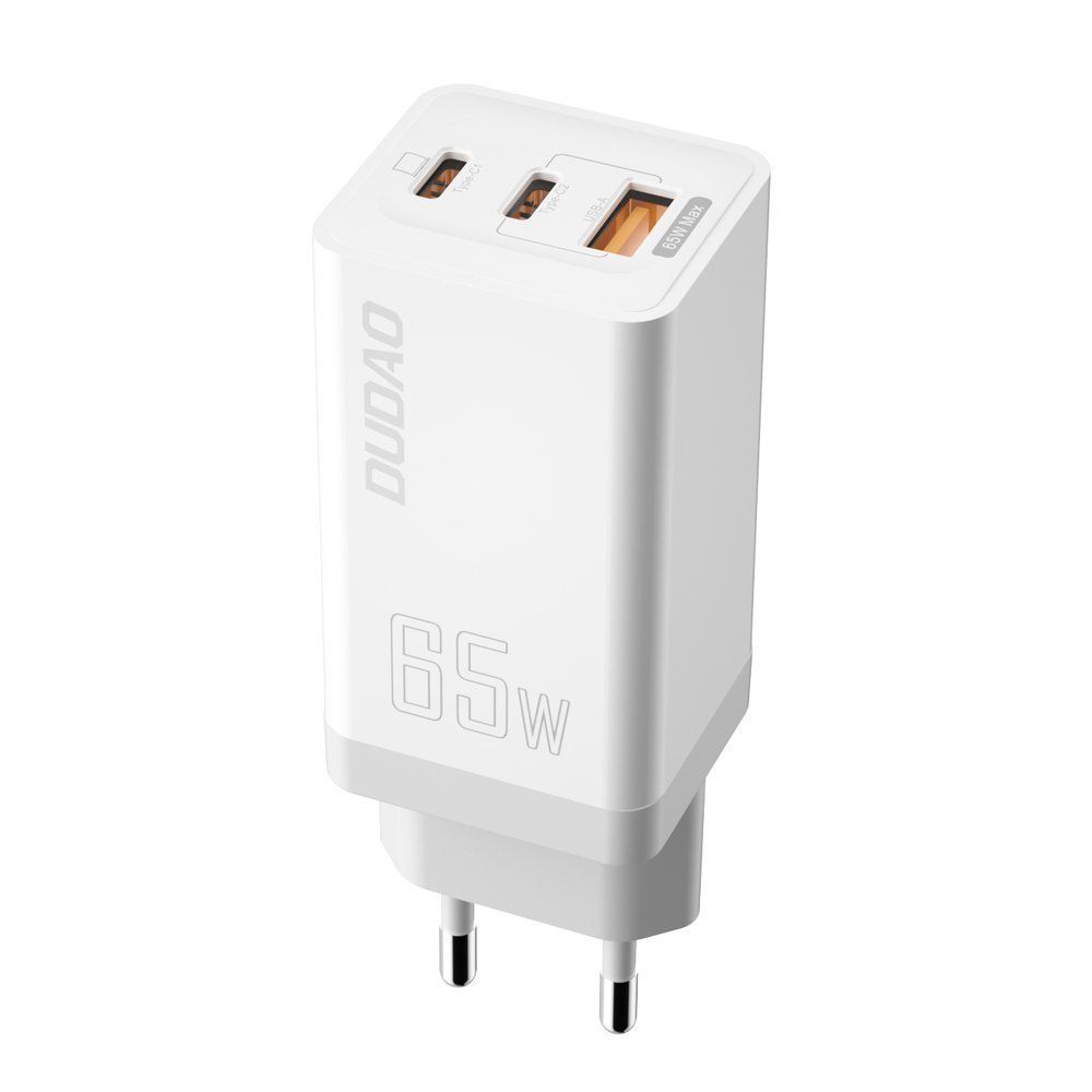 Dudao GaN Schnellladegert 65W - 2x USB Typ C Quick Charge Power Delivery (Galliumnitrid) wei 64555-uniw