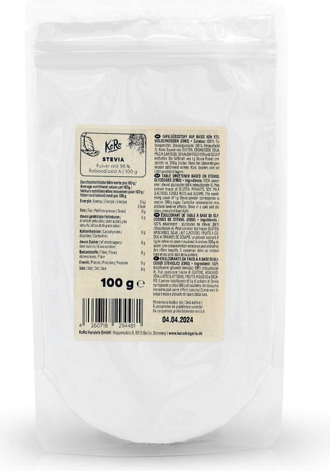 KoRo | Stevia 100 g ZUCKER_013