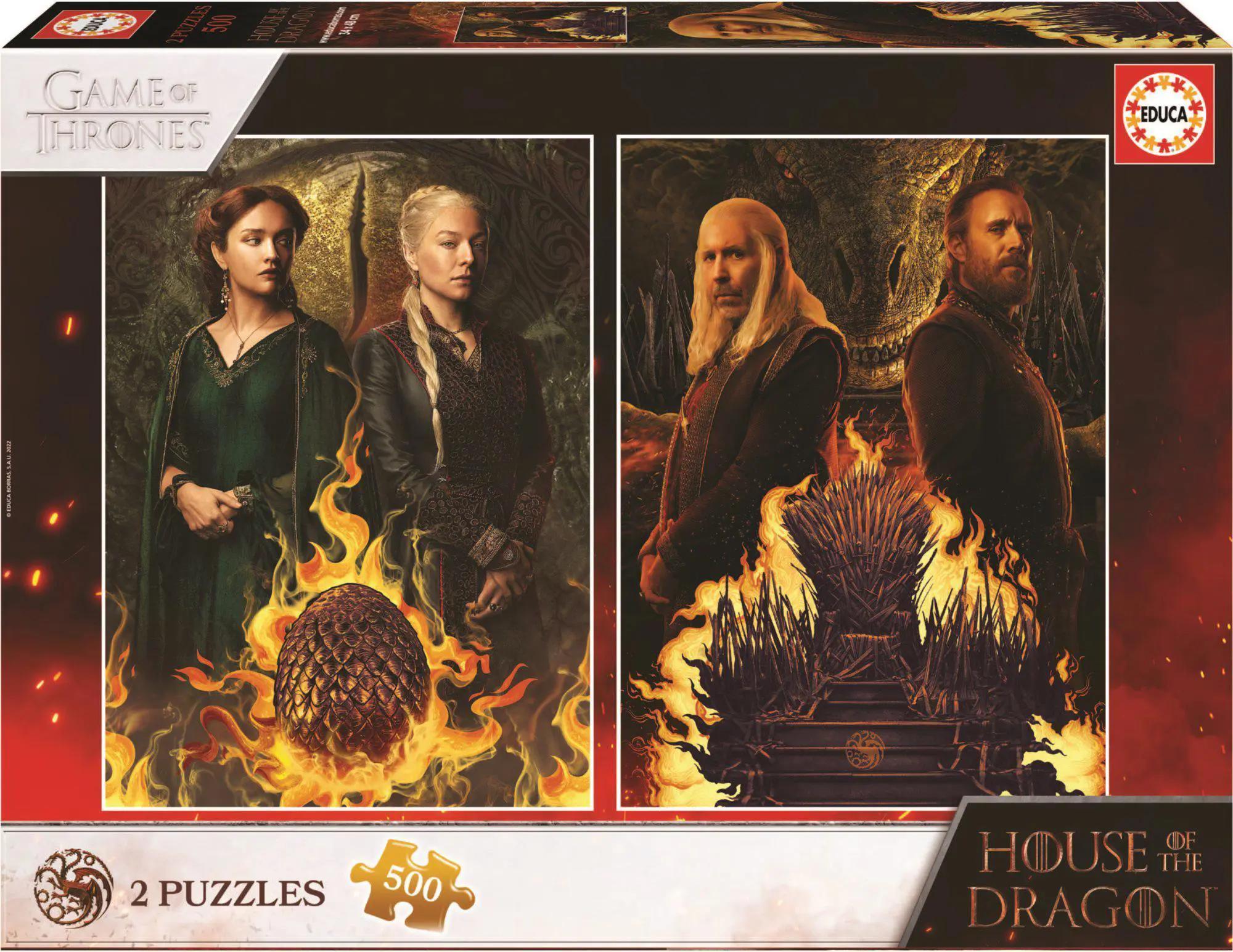Educa Puzzle Game of Thrones Haus des Drachen 2x500 Teile Karton ED19573
