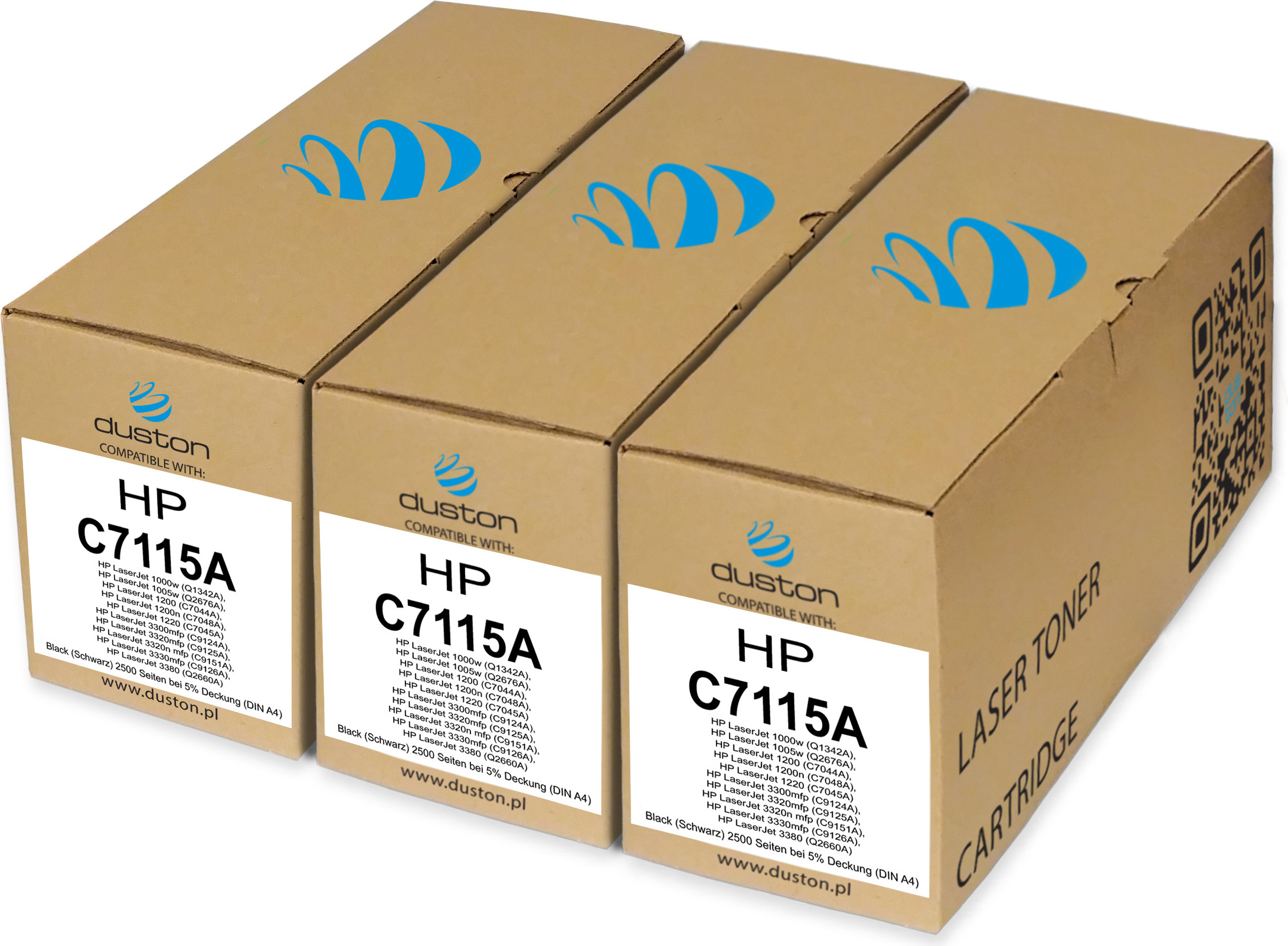 3x C7115A, 15A Tonerová tlačová kazeta čiernej farby kompatibilná s multifunkčným zariadením HP Laserjet 1000w 1005 1200 1220 3300 3300 mfp 3320 mfp 3330 mfp 3380