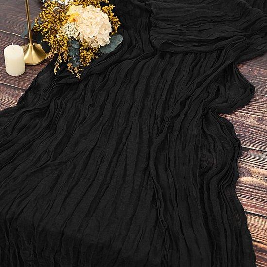 OEM Gespanntes Tafelüberzug aus rustikalem Gaze, 90 x 300 cm, schwarz, Boho-Überzug für Hochzeitstisch, Hochzeitsüberzug, Hochzeitstischdeko 2026